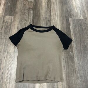 Brandy melville brown and black baseball tee ribbed